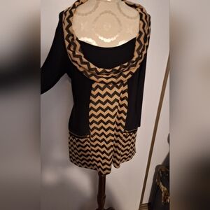 Coco Bianco Black and Tan Cowl Neck Sweater